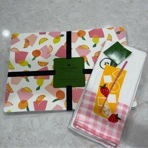 NWT Kate Spade dining bundle: summer cocktail placemats & kitchen towels